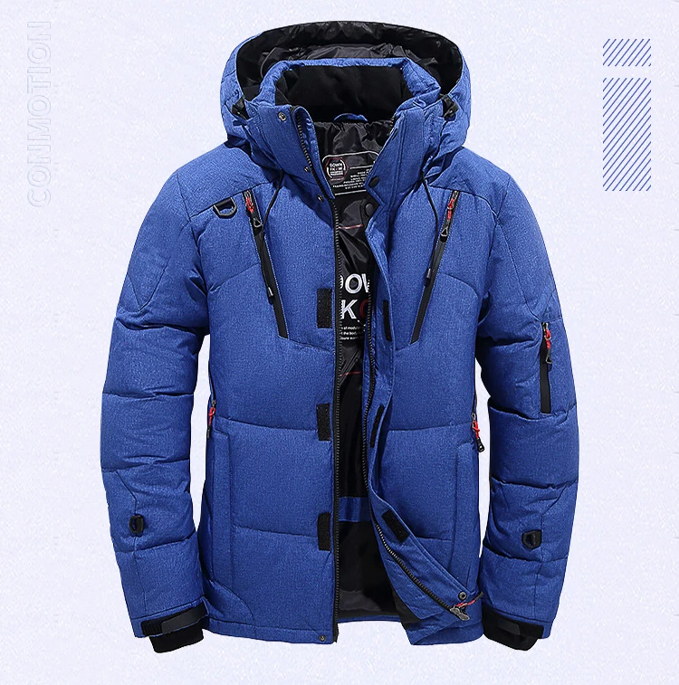 Down Jacket Men White Duck Winter Coat Windproof Warm Parkas Travel Camping Overcoat New in Thicken Solid Color Hooded Clothing