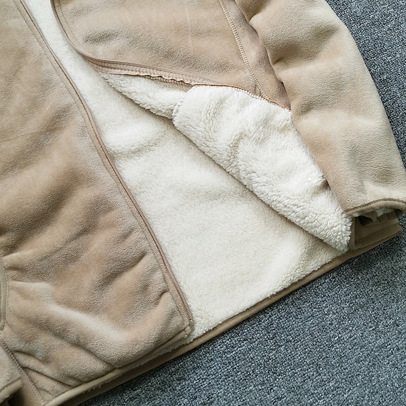 Thiened Double Layer Cosite Velvet Lamb Velvet Fine Particle ake Fce Warm Stand Collar Jaet Coat for Men Thiened Double Layer Cosite Velvet Lamb Velvet Fine Particle ake Fce Warm Stand Collar Jaet Coat for Men