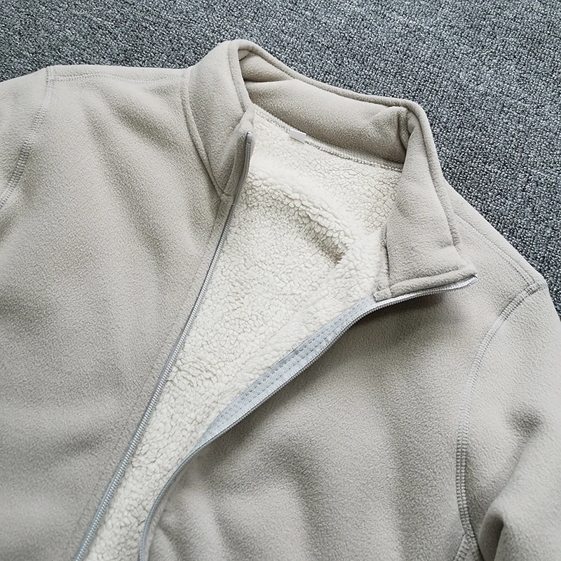 Thiened Double Layer Cosite Velvet Lamb Velvet Fine Particle ake Fce Warm Stand Collar Jaet Coat for Men Thiened Double Layer Cosite Velvet Lamb Velvet Fine Particle ake Fce Warm Stand Collar Jaet Coat for Men