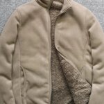 Thiened Double Layer Cosite Velvet Lamb Velvet Fine Particle ake Fce Warm Stand Collar Jaet Coat for Men