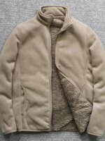 Thiened Double Layer Cosite Velvet Lamb Velvet Fine Particle ake Fce Warm Stand Collar Jaet Coat for Men