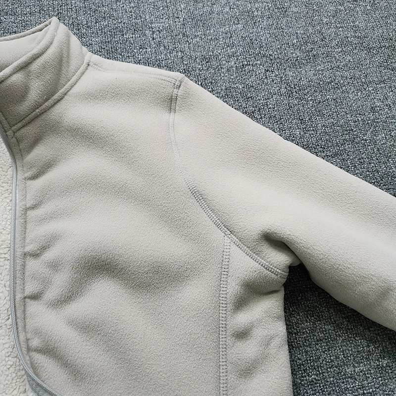 Thiened Double Layer Cosite Velvet Lamb Velvet Fine Particle ake Fce Warm Stand Collar Jaet Coat for Men Thiened Double Layer Cosite Velvet Lamb Velvet Fine Particle ake Fce Warm Stand Collar Jaet Coat for Men