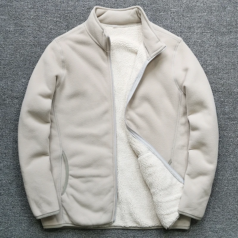 Thiened Double Layer Cosite Velvet Lamb Velvet Fine Particle ake Fce Warm Stand Collar Jaet Coat for Men Thiened Double Layer Cosite Velvet Lamb Velvet Fine Particle ake Fce Warm Stand Collar Jaet Coat for Men