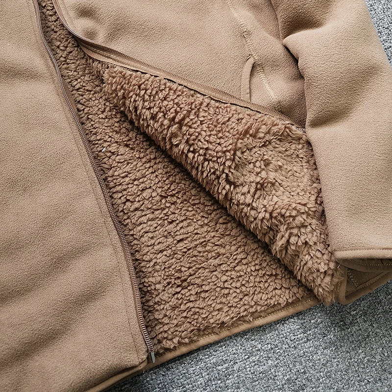 Thiened Double Layer Cosite Velvet Lamb Velvet Fine Particle ake Fce Warm Stand Collar Jaet Coat for Men Thiened Double Layer Cosite Velvet Lamb Velvet Fine Particle ake Fce Warm Stand Collar Jaet Coat for Men