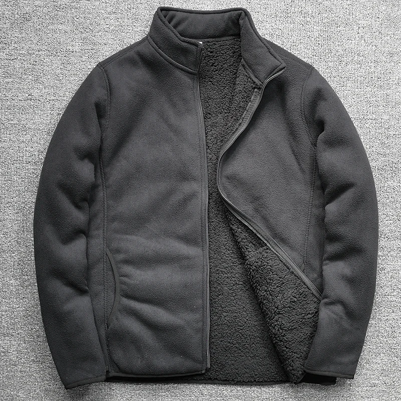 Thiened Double Layer Cosite Velvet Lamb Velvet Fine Particle ake Fce Warm Stand Collar Jaet Coat for Men Thiened Double Layer Cosite Velvet Lamb Velvet Fine Particle ake Fce Warm Stand Collar Jaet Coat for Men