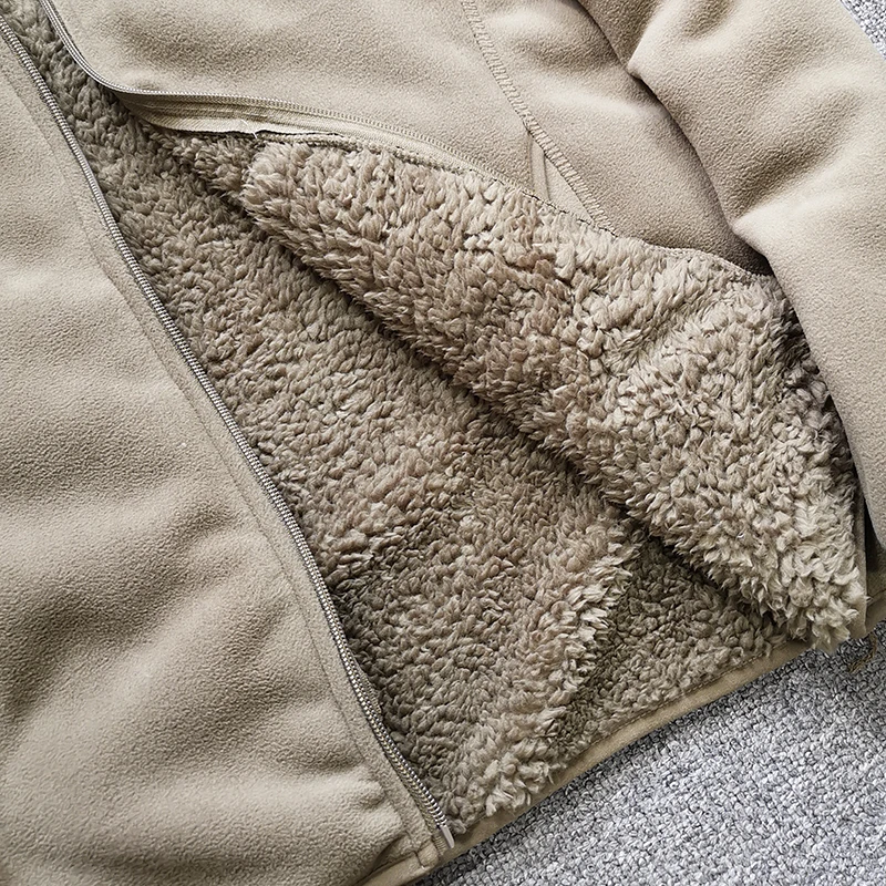 Thiened Double Layer Cosite Velvet Lamb Velvet Fine Particle ake Fce Warm Stand Collar Jaet Coat for Men Thiened Double Layer Cosite Velvet Lamb Velvet Fine Particle ake Fce Warm Stand Collar Jaet Coat for Men