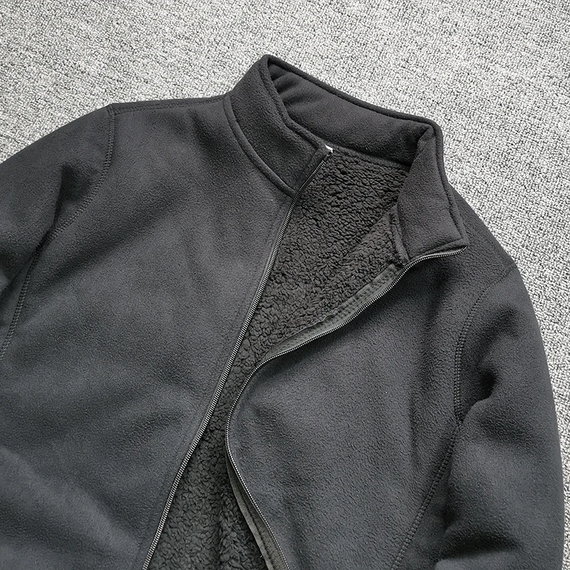 Thiened Double Layer Cosite Velvet Lamb Velvet Fine Particle ake Fce Warm Stand Collar Jaet Coat for Men Thiened Double Layer Cosite Velvet Lamb Velvet Fine Particle ake Fce Warm Stand Collar Jaet Coat for Men