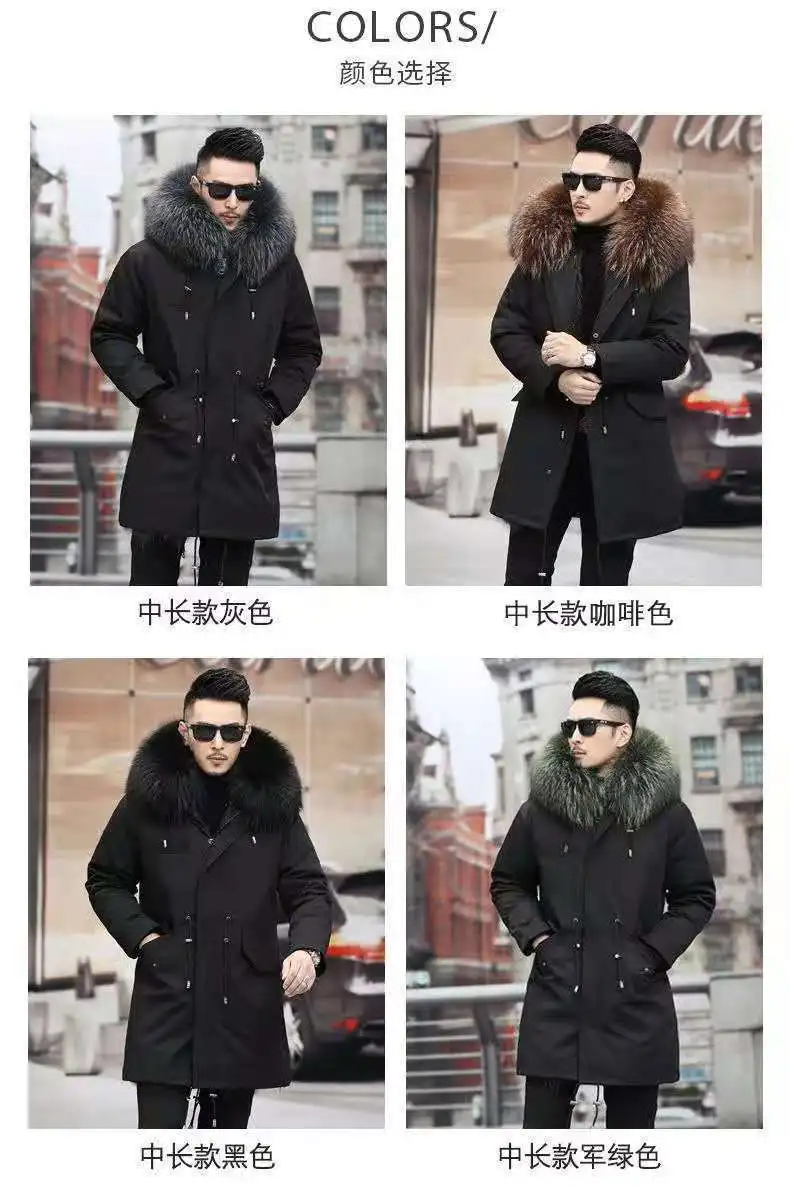 Bomber Jackets for Men Thick Warm Coat New Style Pie Overcomes Men’s Fur Mid-length Thick Warm Mink Fur Coat Fur One Detachable