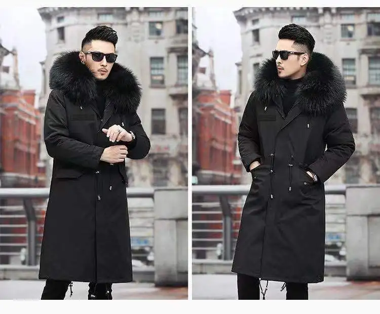 Bomber Jackets for Men Thick Warm Coat New Style Pie Overcomes Men’s Fur Mid-length Thick Warm Mink Fur Coat Fur One Detachable