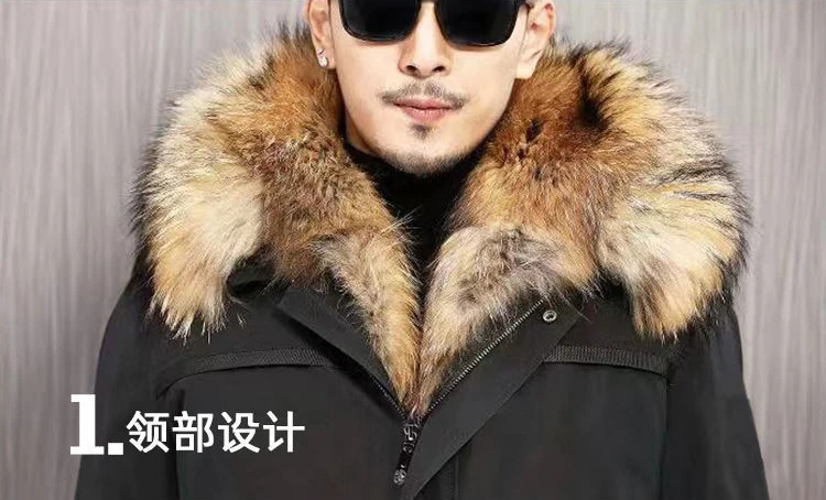 Bomber Jackets for Men Thick Warm Coat New Style Pie Overcomes Men’s Fur Mid-length Thick Warm Mink Fur Coat Fur One Detachable