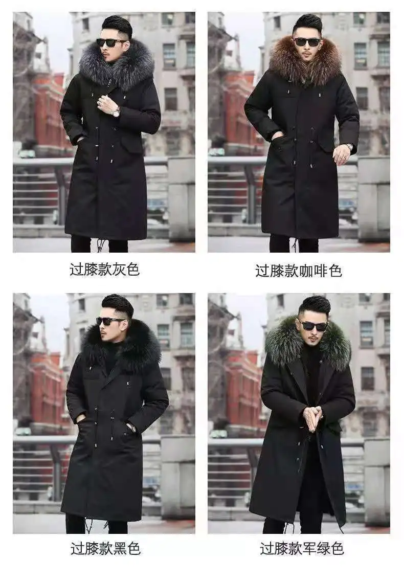 Bomber Jackets for Men Thick Warm Coat New Style Pie Overcomes Men’s Fur Mid-length Thick Warm Mink Fur Coat Fur One Detachable