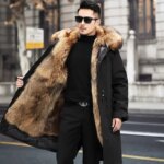 Bomber Jackets for Men Thick Warm Coat New Style Pie Overcomes Men’s Fur Mid-length Thick Warm Mink Fur Coat Fur One Detachable - Image 3