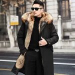 Fur Lined Parkas Men Faux Fur Coat Big Size Hooded Warm Long Fox Fur Coat Snowsuit High Quality Men Clothing Zipper Long Sleeve - Image 5