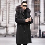 Fur Lined Parkas Men Faux Fur Coat Big Size Hooded Warm Long Fox Fur Coat Snowsuit High Quality Men Clothing Zipper Long Sleeve - Image 4