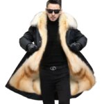 Fur Lined Parkas Men Faux Fur Coat Big Size Hooded Warm Long Fox Fur Coat Snowsuit High Quality Men Clothing Zipper Long Sleeve - Image 2