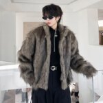 IEFB Korean Style Men's Faux Fur Jackets Solid Color Turn-down Collar Casual Single Breasted Winter All-match Male Coats 9X1159 - Image 2