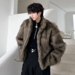 IEFB Korean Style Men's Faux Fur Jackets Solid Color Turn-down Collar Casual Single Breasted Winter All-match Male Coats 9X1159 - Image 5
