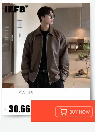 IEFB Korean Style Men's Faux Fur Jackets Solid Color Turn-down Collar Casual Single Breasted Winter All-match Male Coats 9X1159