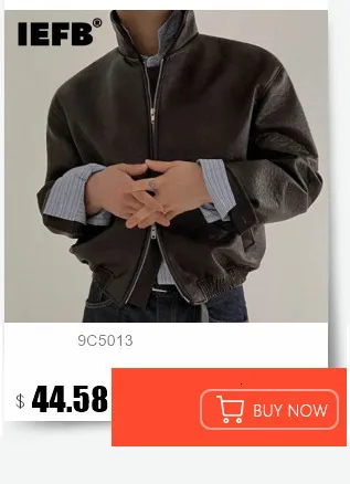 IEFB Autumn Winter Stage Style Patchwork Faux Fur Men's Jacket Thickened Stand Collar Male Jackets 2025 Male Clothing 9X1325