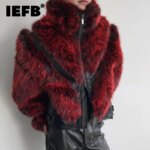 IEFB Autumn Winter Stage Style Patchwork Faux Fur Men's Jacket Thickened Stand Collar Male Jackets 2025 Male Clothing 9X1325