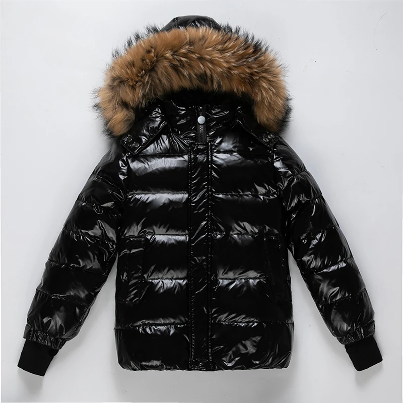 2025 Children Boy Winter Down Jacket Real Fur Waterproof Shiny Girl Winter Coat 1-14 Year Kids Teenager Outerwear Toddler Outfit