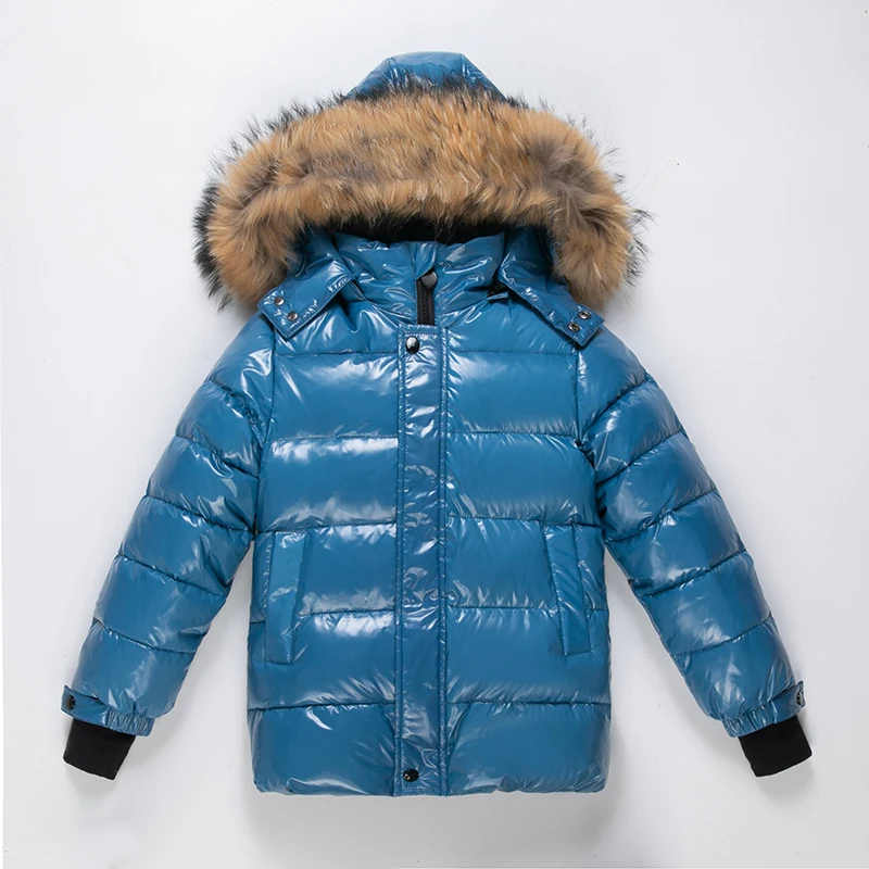 2025 Children Boy Winter Down Jacket Real Fur Waterproof Shiny Girl Winter Coat 1-14 Year Kids Teenager Outerwear Toddler Outfit