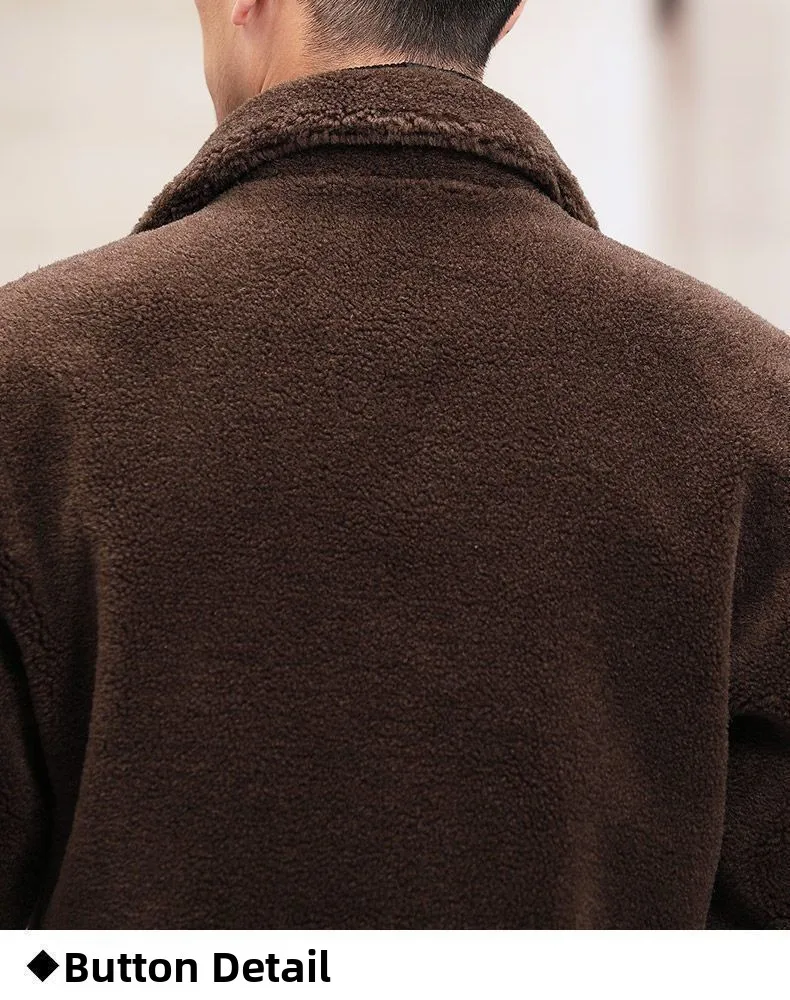 Men's Jaet Autumn Winter Thiened Faux Lamb Velvet Coat Faionable Collared Fluffy Inner Middle-aged plus Size Winter Clo...