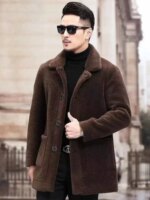 Men's Jaet Autumn Winter Thiened Faux Lamb Velvet Coat Faionable Collared Fluffy Inner Middle-aged plus Size Winter Clo... - Image 2