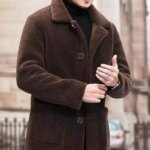 Men's Jaet Autumn Winter Thiened Faux Lamb Velvet Coat Faionable Collared Fluffy Inner Middle-aged plus Size Winter Clo...