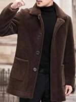 Men's Jaet Autumn Winter Thiened Faux Lamb Velvet Coat Faionable Collared Fluffy Inner Middle-aged plus Size Winter Clo... - Image 5