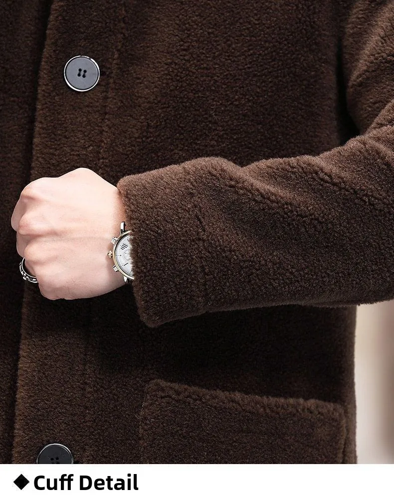 Men's Jaet Autumn Winter Thiened Faux Lamb Velvet Coat Faionable Collared Fluffy Inner Middle-aged plus Size Winter Clo...