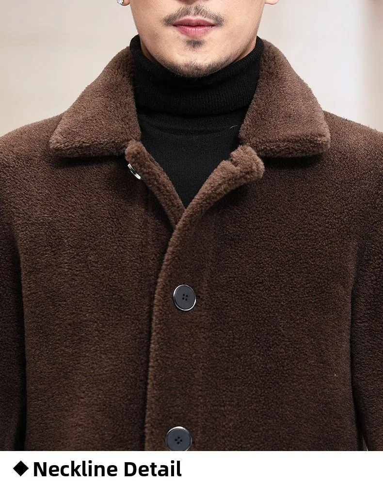 Men's Jaet Autumn Winter Thiened Faux Lamb Velvet Coat Faionable Collared Fluffy Inner Middle-aged plus Size Winter Clo...