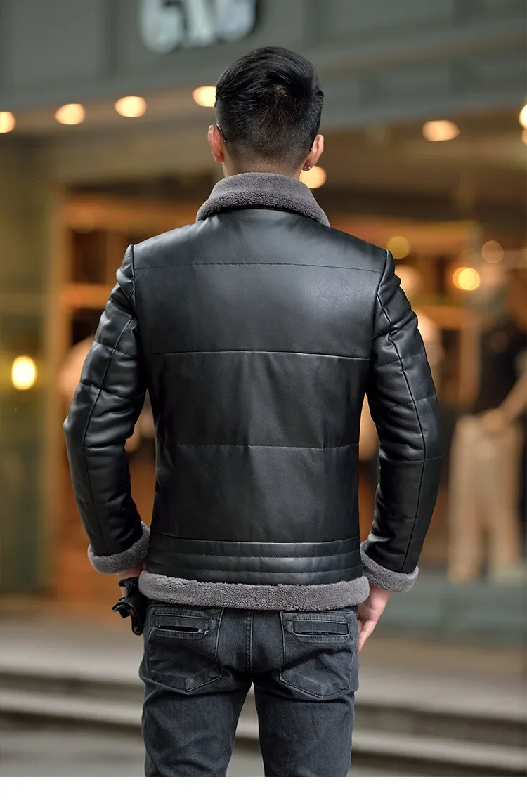 Winter Sheepskin Down Jacket Man Short Korean Slim Fitting Lapel Fur Collar Plush Thicken Luxury Puffer Jacket Men Down Coat