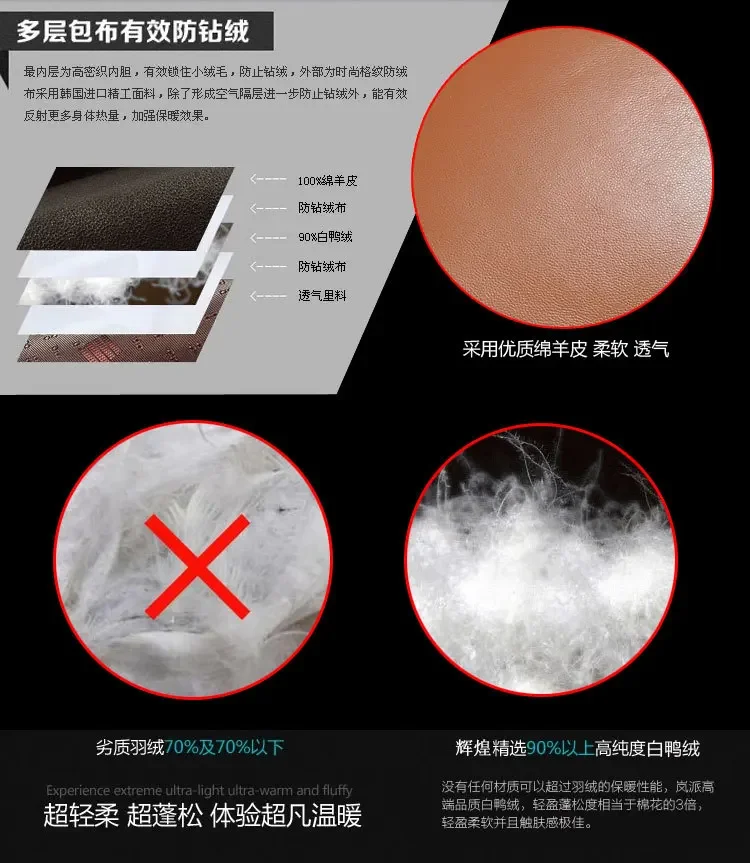 Winter Sheepskin Down Jacket Man Short Korean Slim Fitting Lapel Fur Collar Plush Thicken Luxury Puffer Jacket Men Down Coat