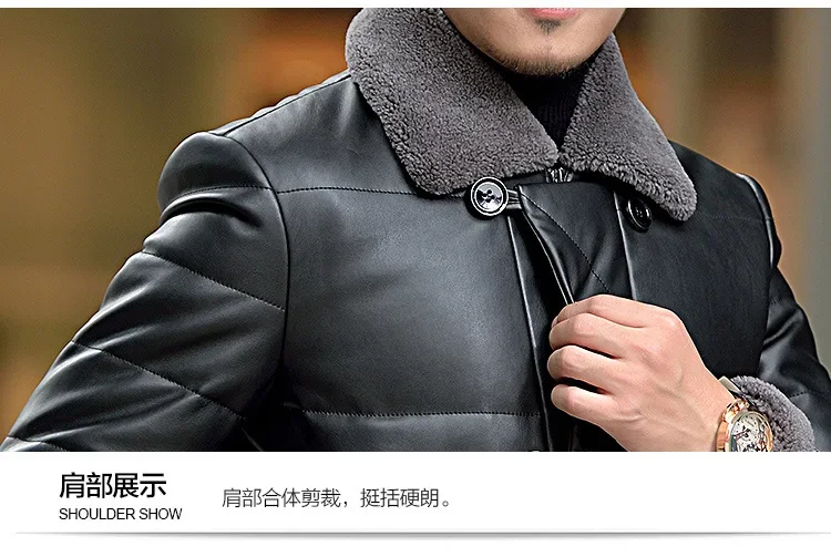 Winter Sheepskin Down Jacket Man Short Korean Slim Fitting Lapel Fur Collar Plush Thicken Luxury Puffer Jacket Men Down Coat