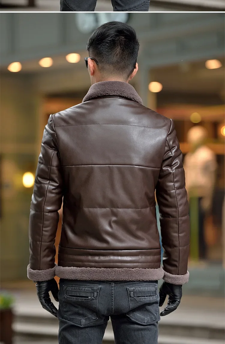 Winter Sheepskin Down Jacket Man Short Korean Slim Fitting Lapel Fur Collar Plush Thicken Luxury Puffer Jacket Men Down Coat