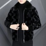 Men's Winter Faux Fur Coat High-End Zipper Thickened Warm Turn Down Collar Jacket Man Black Short Imitation Mink Hair Outwear - Image 2