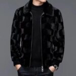 Men's Winter Faux Fur Coat High-End Zipper Thickened Warm Turn Down Collar Jacket Man Black Short Imitation Mink Hair Outwear