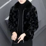 Men's Winter Faux Fur Coat High-End Zipper Thickened Warm Turn Down Collar Jacket Man Black Short Imitation Mink Hair Outwear - Image 5