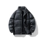 Winter Men Down Coat American Retro Printed Stand Collar Male Outerwear Thicken Cold-proof Long Sleeve Zipper Loose Man Jacket - Image 3