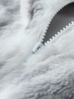 Men's Grey - White Tie - Dye Fuzzy Fleece Zip - Up Jacket with Stand - Up Collar and Logo Patch - Image 5