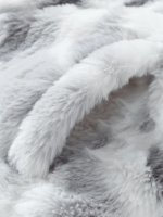 Men's Grey - White Tie - Dye Fuzzy Fleece Zip - Up Jacket with Stand - Up Collar and Logo Patch - Image 4