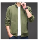 2025 autumn and winter new swan goose down warm zipper cardigan men's high-end exquisite Paul embroidery stand up collar jacket - Image 2