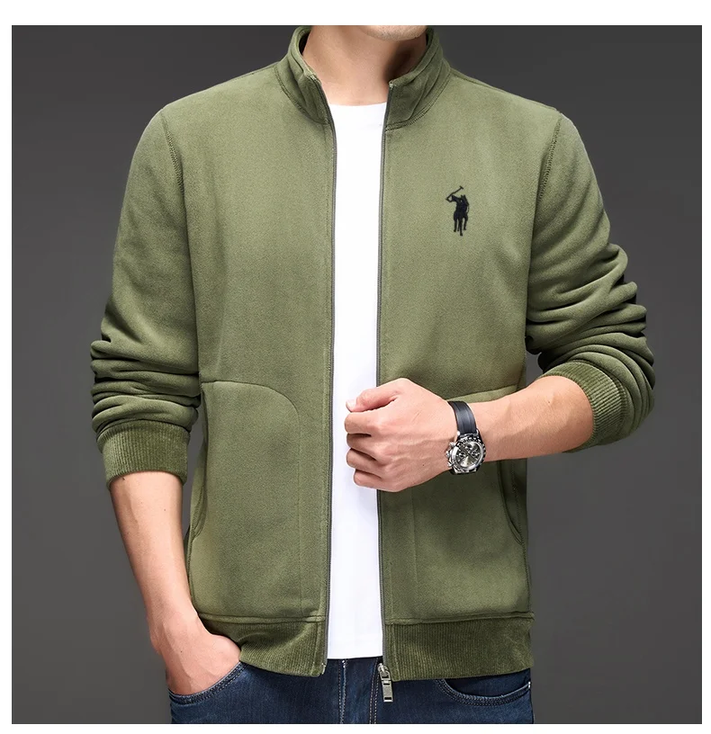 2025 autumn and winter new swan goose down warm zipper cardigan men's high-end exquisite Paul embroidery stand up collar jacket