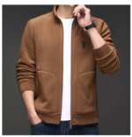 2025 autumn and winter new swan goose down warm zipper cardigan men's high-end exquisite Paul embroidery stand up collar jacket - Image 5