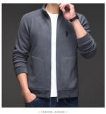 2025 autumn and winter new swan goose down warm zipper cardigan men's high-end exquisite Paul embroidery stand up collar jacket - Image 3