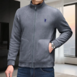 2025 autumn and winter new swan goose down warm zipper cardigan men's high-end exquisite Paul embroidery stand up collar jacket