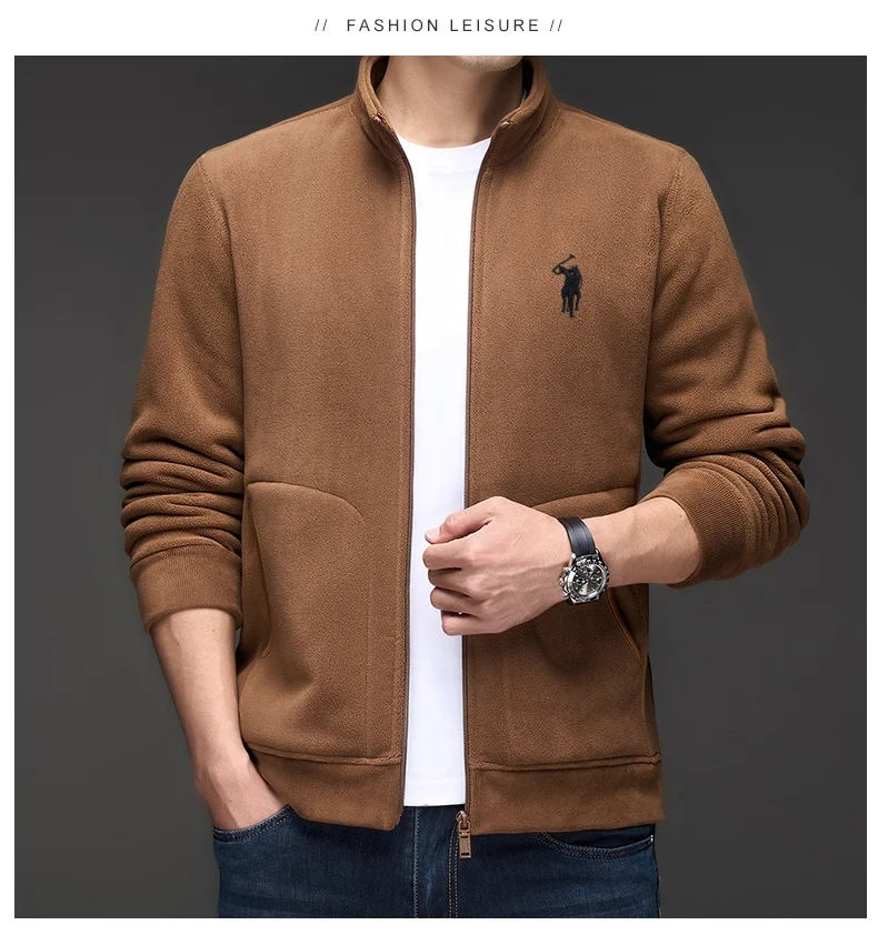 2025 autumn and winter new swan goose down warm zipper cardigan men's high-end exquisite Paul embroidery stand up collar jacket