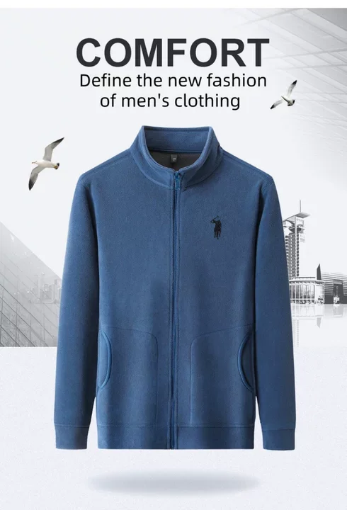 2025 autumn and winter new swan goose down warm zipper cardigan men's high-end exquisite Paul embroidery stand up collar jacket