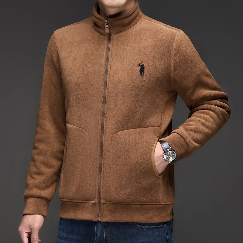 2025 autumn and winter new swan goose down warm zipper cardigan men's high-end exquisite Paul embroidery stand up collar jacket